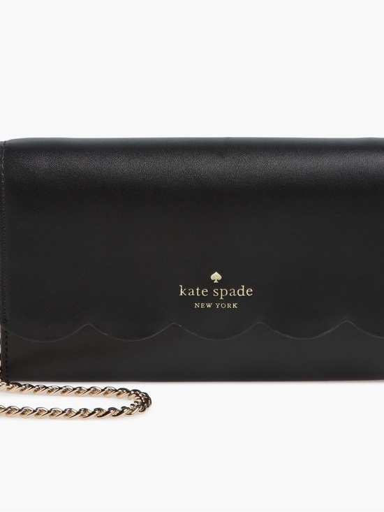 kate spade Handbags - kate spade black leather scalloped clutch with gold chain